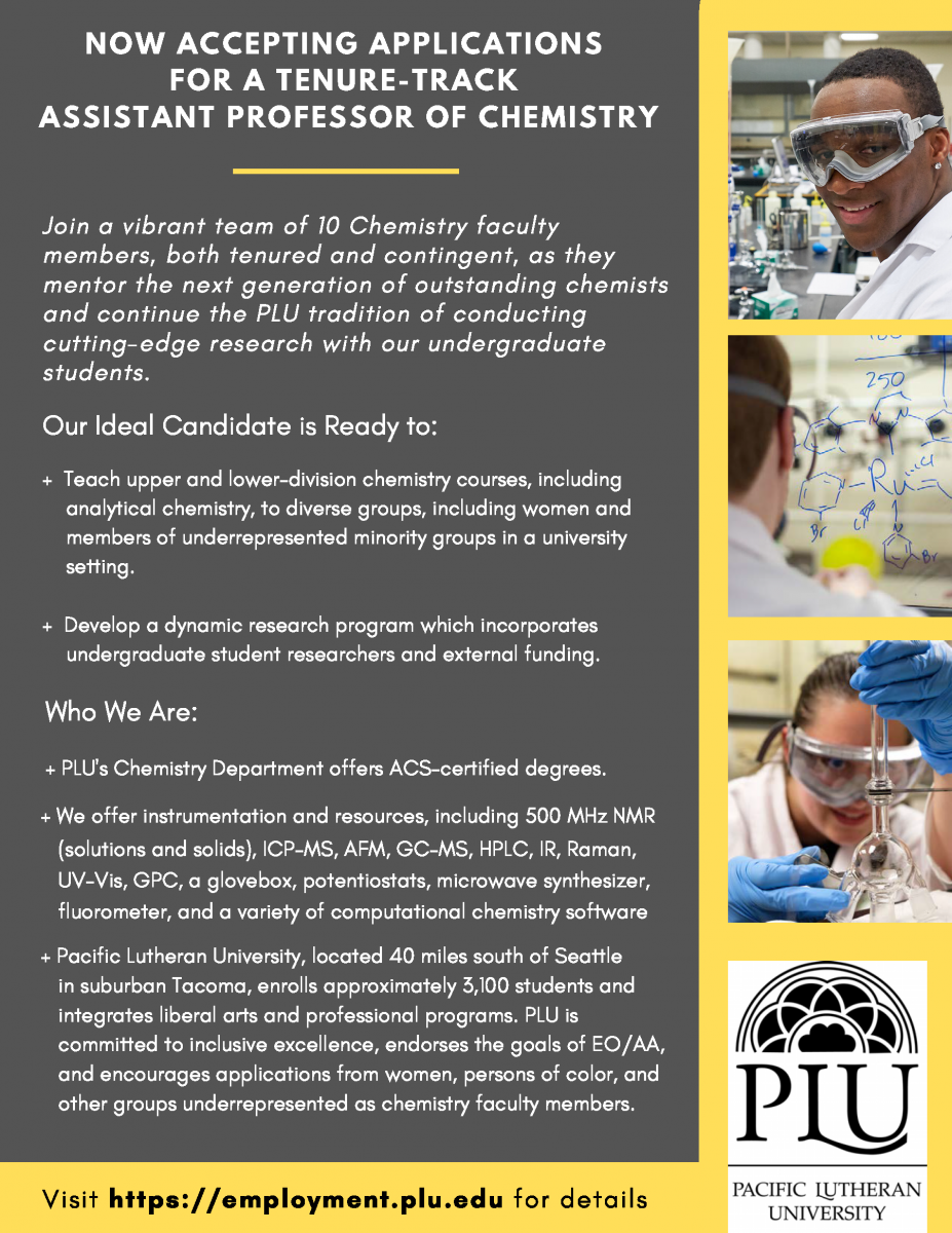 Pacific Lutheran University Assistant Professor of Chemistry UCI